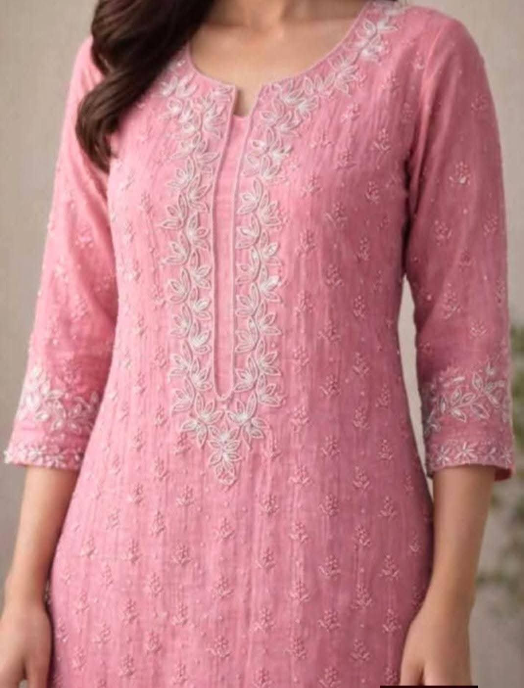 Indian Chiknkari With Embellishments Pearls Sequence Cutdana