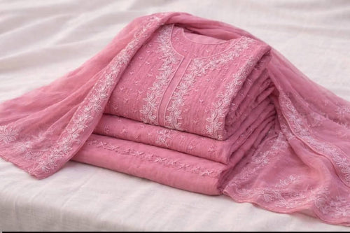 Indian Chiknkari With Embellishments Pearls Sequence Cutdana