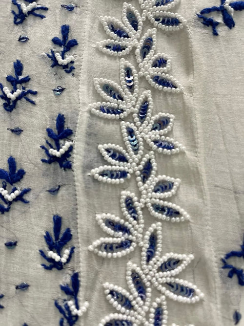 Indian Chiknkari With Embellishments Pearls Sequence Cutdana\
